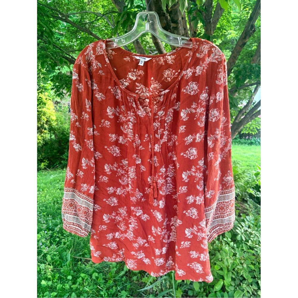 Sonoma Rust Floral Boho Blouse